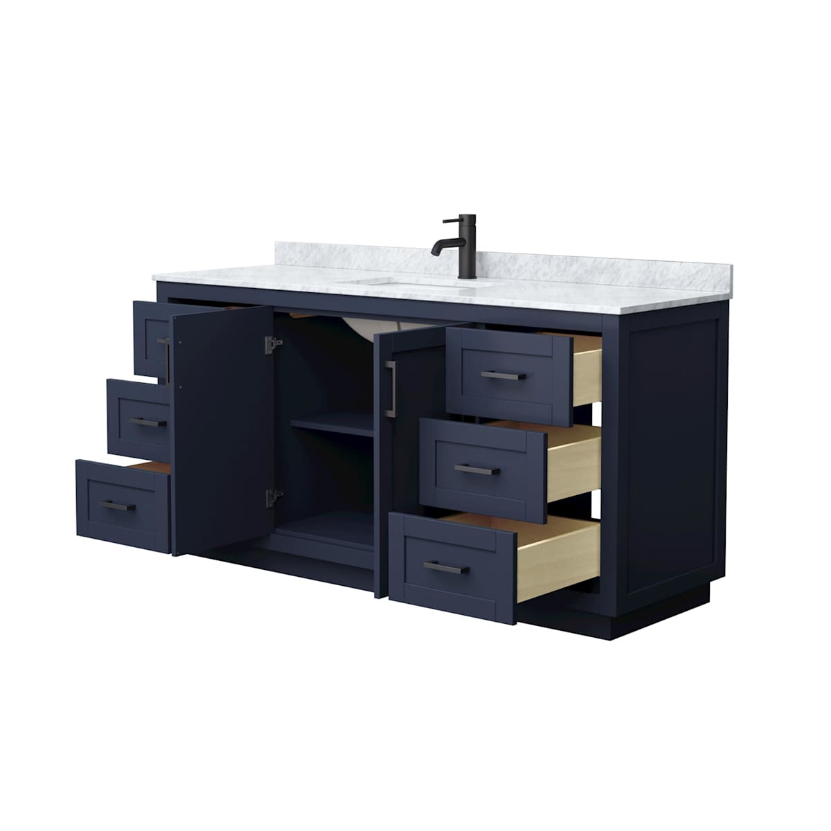 Miranda 66" Free Standing Single Basin Vanity Set with Cabinet and Marble Vanity Top