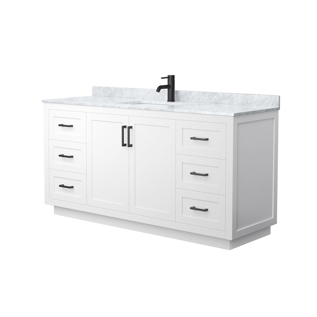 Miranda 66" Free Standing Single Basin Vanity Set with Cabinet and Marble Vanity Top