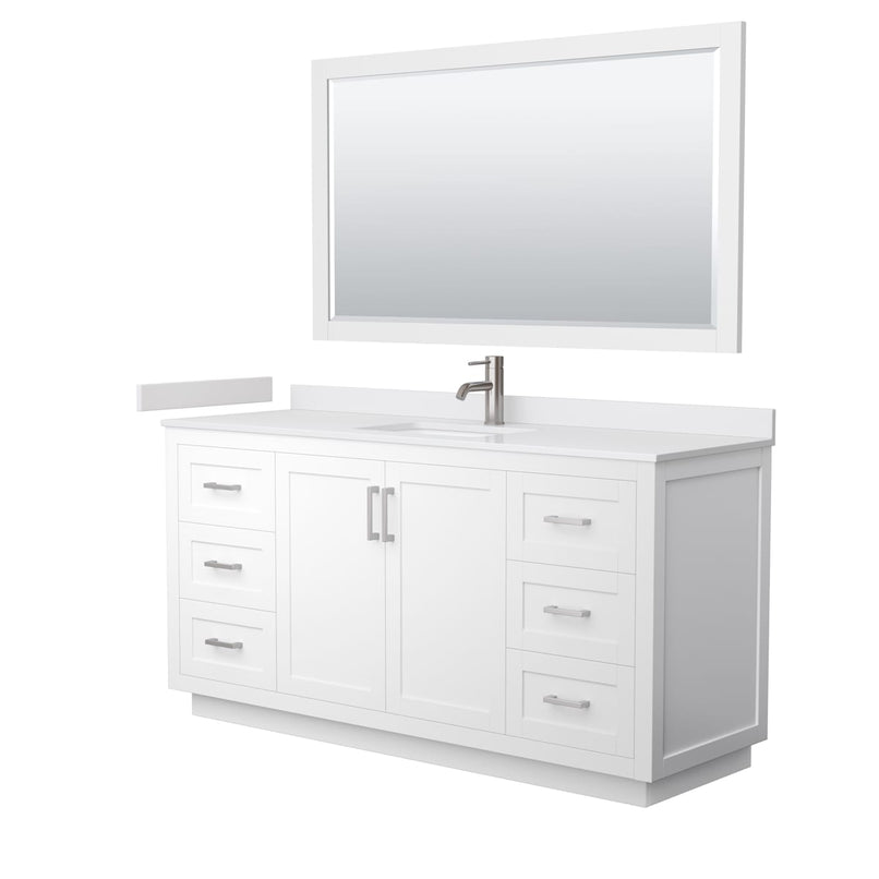 Miranda 66" Free Standing Single Basin Vanity Set with Cabinet, Cultured Marble Vanity Top, and Framed Mirror - image 9