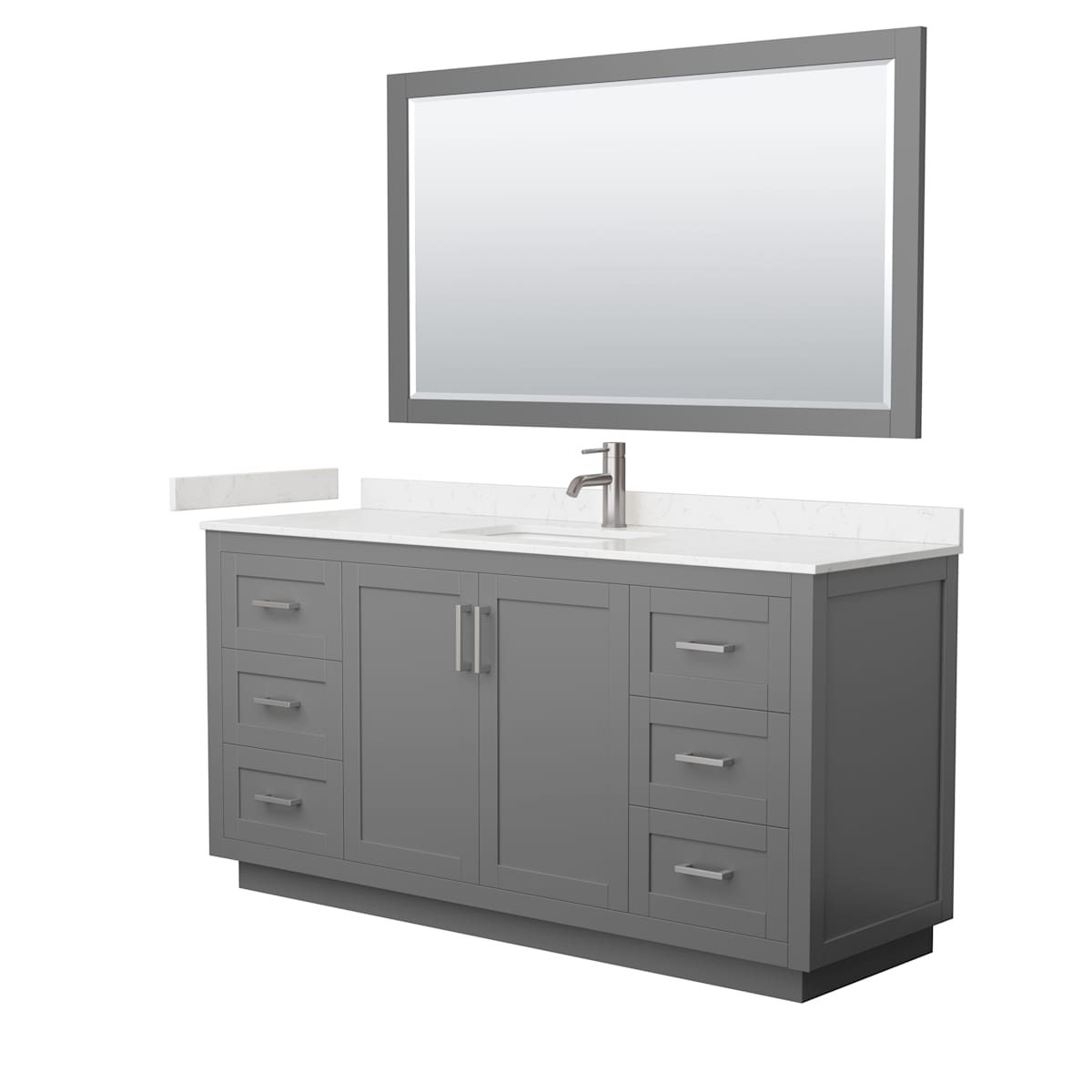 Miranda 66" Free Standing Single Basin Vanity Set with Cabinet, Cultured Marble Vanity Top, and Framed Mirror - image 19