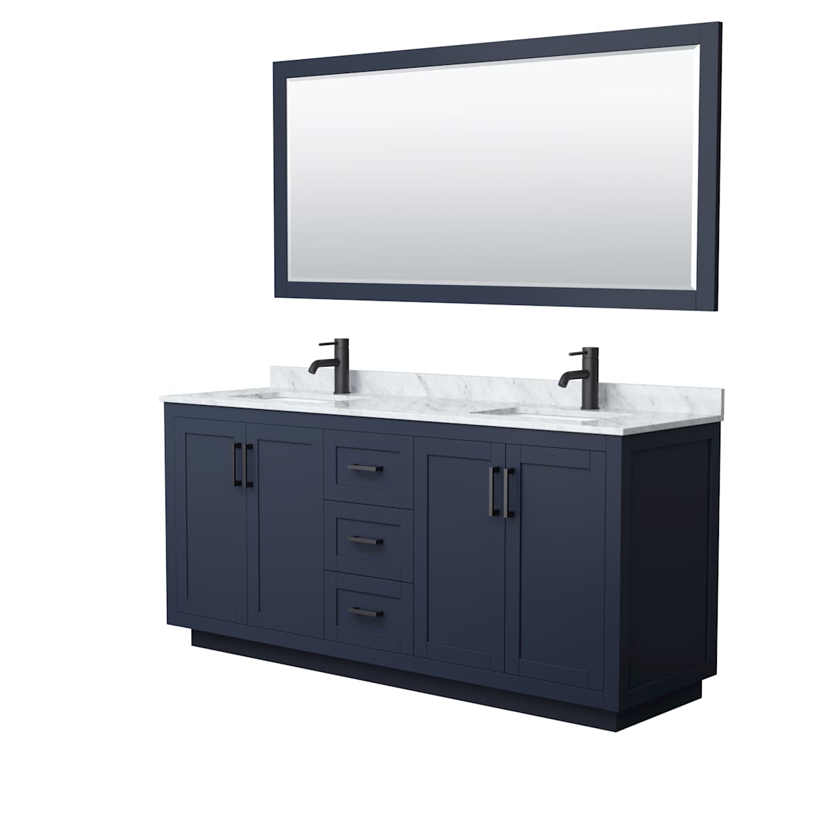 Miranda 72" Free Standing Double Basin Vanity Set with Cabinet, Marble Vanity Top, and Framed Mirror - image 2