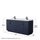 Miranda 72" Free Standing Double Basin Vanity Set with Cabinet, Marble Vanity Top, and Framed Mirror - image 6
