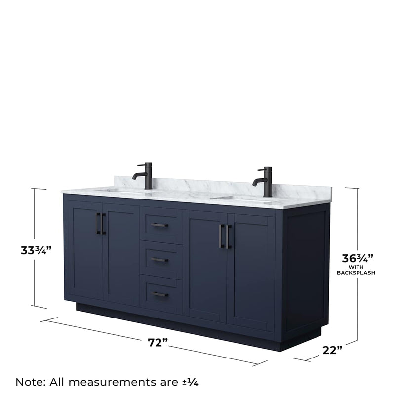 Miranda 72" Free Standing Double Basin Vanity Set with Cabinet, Marble Vanity Top, and Framed Mirror - image 6