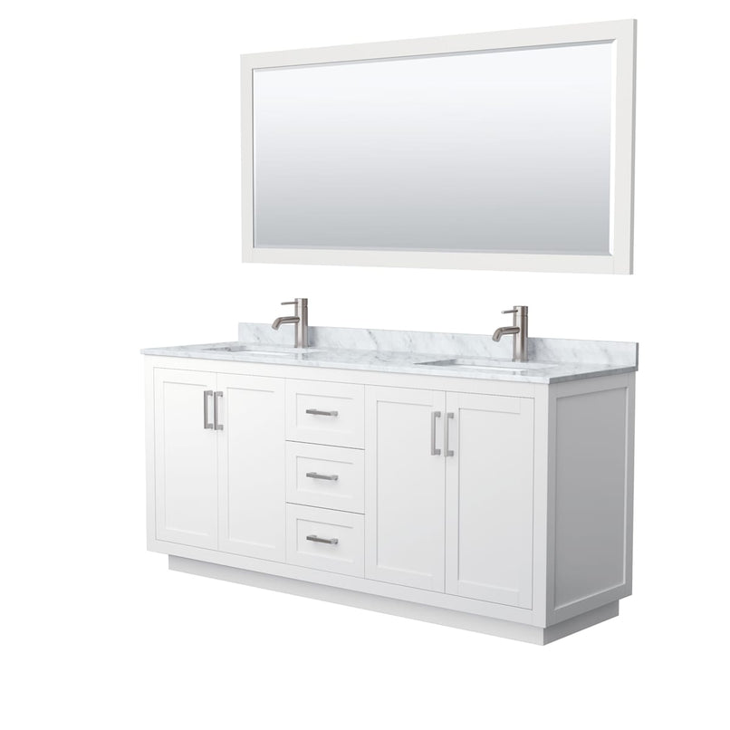 Miranda 72" Free Standing Double Basin Vanity Set with Cabinet, Marble Vanity Top, and Framed Mirror - image 8