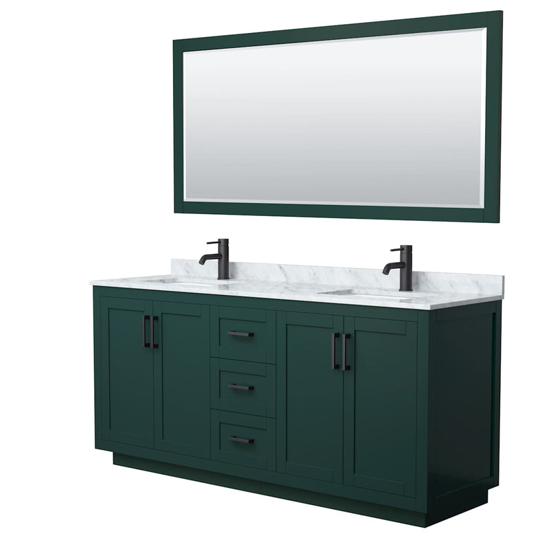 Miranda 72" Free Standing Double Basin Vanity Set with Cabinet, Marble Vanity Top, and Framed Mirror - image 13