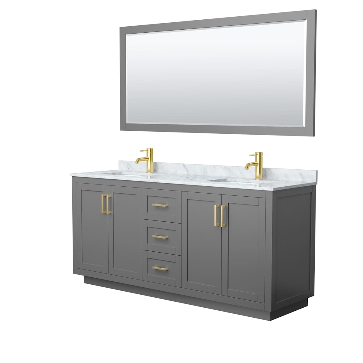 Miranda 72" Free Standing Double Basin Vanity Set with Cabinet, Marble Vanity Top, and Framed Mirror - image 15
