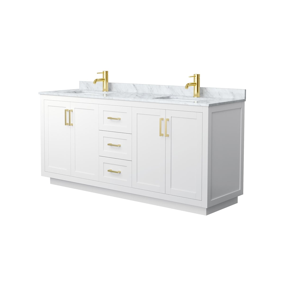 Miranda 72" Free Standing Double Basin Vanity Set with Cabinet and Marble Vanity Top