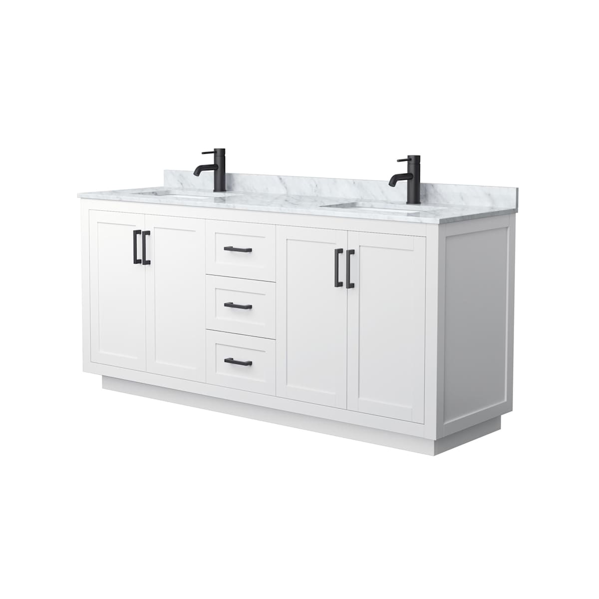 Miranda 72" Free Standing Double Basin Vanity Set with Cabinet and Marble Vanity Top
