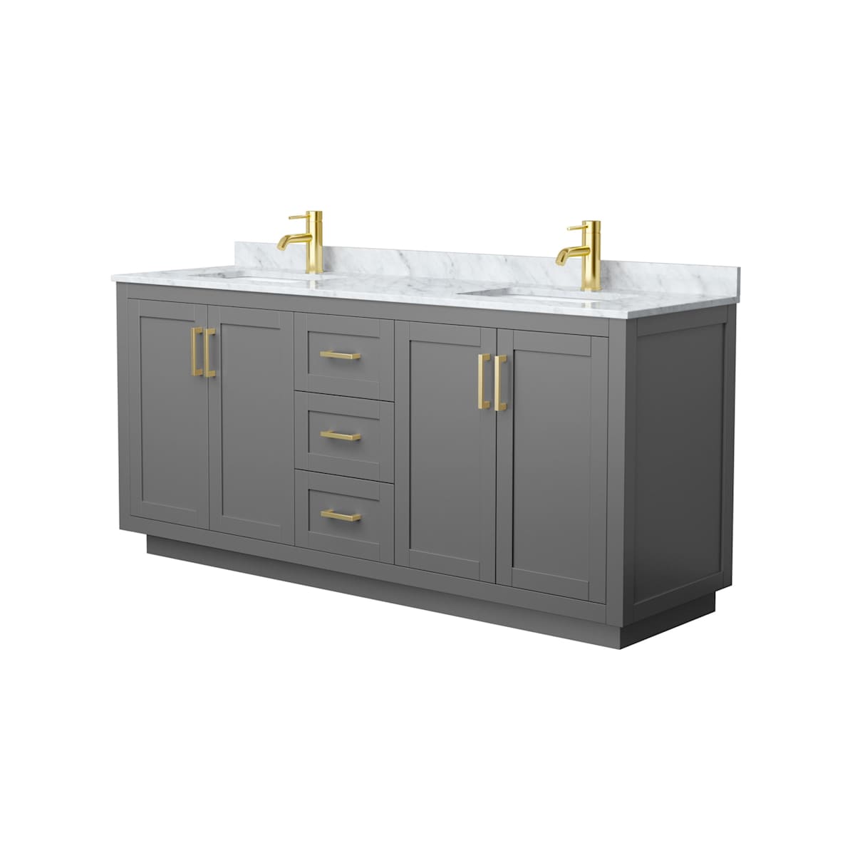 Miranda 72" Free Standing Double Basin Vanity Set with Cabinet and Marble Vanity Top