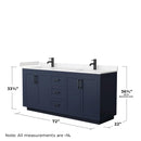 Miranda 72" Free Standing Double Basin Vanity Set with Cabinet, Cultured Marble Vanity Top, and Framed Mirror - image 7