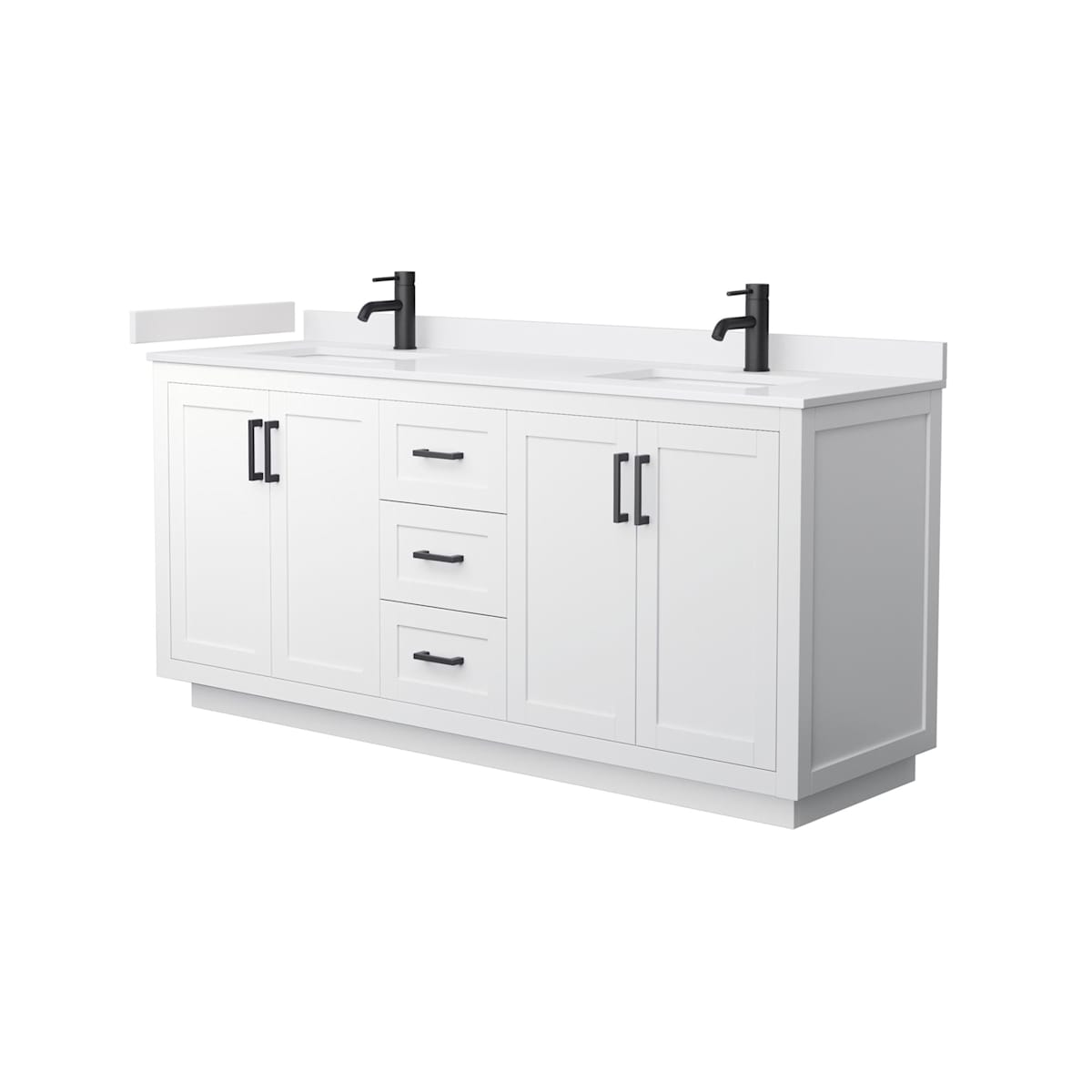 Miranda 72" Free Standing Double Basin Vanity Set with Cabinet and Cultured Marble Vanity Top