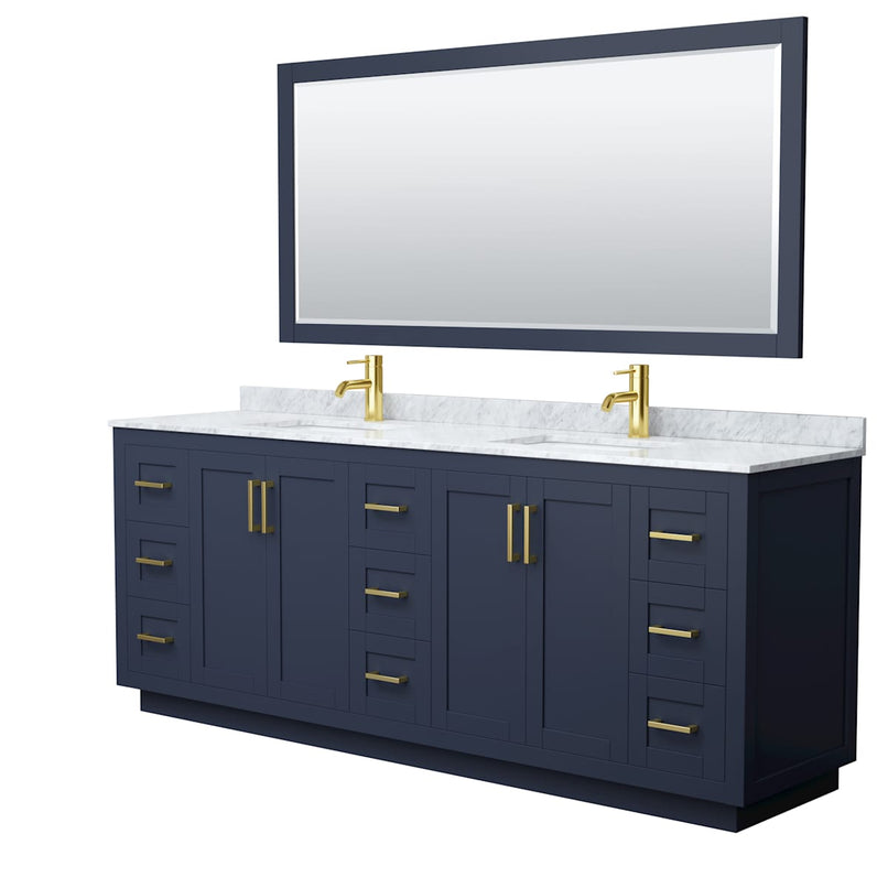 Miranda 84" Free Standing Double Basin Vanity Set with Cabinet, Marble Vanity Top, and Framed Mirror - image 2