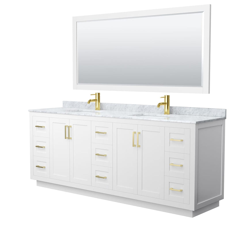 Miranda 84" Free Standing Double Basin Vanity Set with Cabinet, Marble Vanity Top, and Framed Mirror - image 9