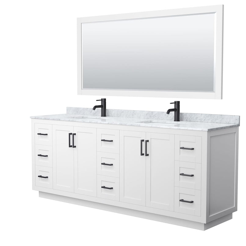 Miranda 84" Free Standing Double Basin Vanity Set with Cabinet, Marble Vanity Top, and Framed Mirror - image 11