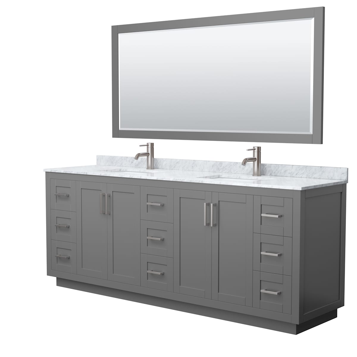 Miranda 84" Free Standing Double Basin Vanity Set with Cabinet, Marble Vanity Top, and Framed Mirror - image 12