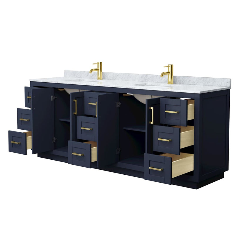 Miranda 84" Free Standing Double Basin Vanity Set with Cabinet and Marble Vanity Top - image 3