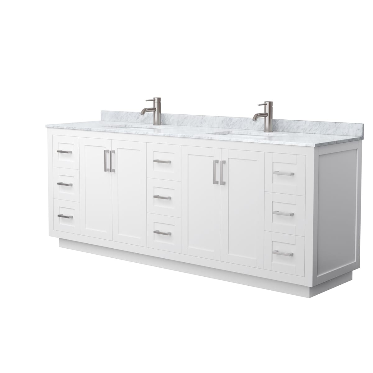 Miranda 84" Free Standing Double Basin Vanity Set with Cabinet and Marble Vanity Top