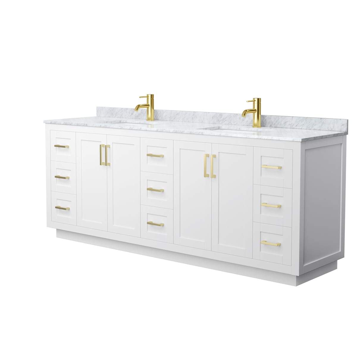 Miranda 84" Free Standing Double Basin Vanity Set with Cabinet and Marble Vanity Top