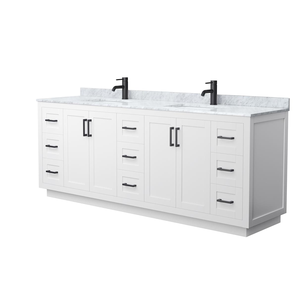 Miranda 84" Free Standing Double Basin Vanity Set with Cabinet and Marble Vanity Top