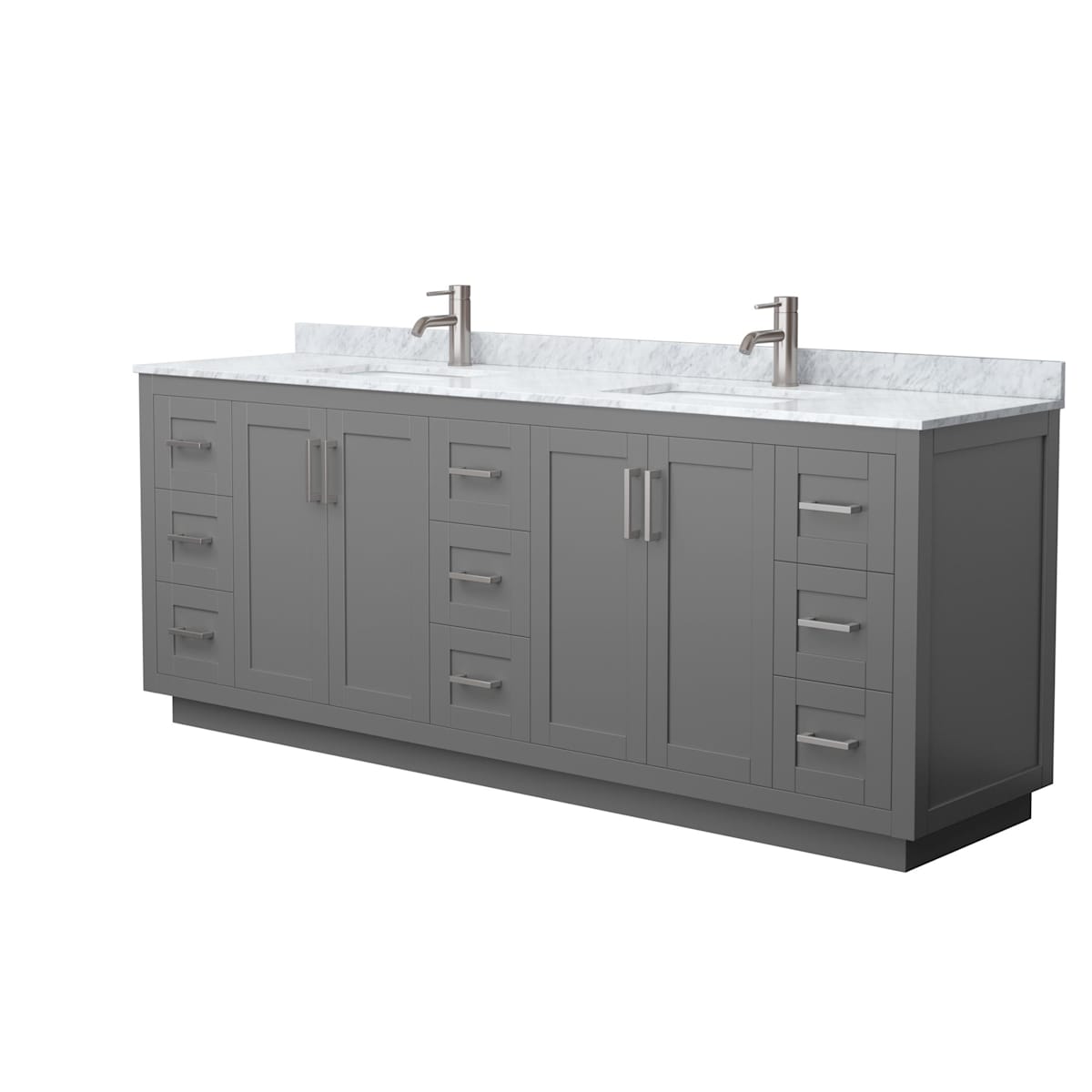 Miranda 84" Free Standing Double Basin Vanity Set with Cabinet and Marble Vanity Top