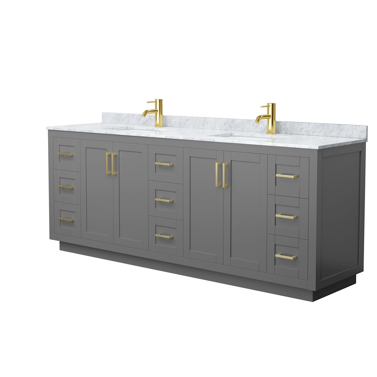 Miranda 84" Free Standing Double Basin Vanity Set with Cabinet and Marble Vanity Top