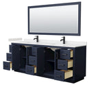 Miranda 84" Free Standing Double Basin Vanity Set with Cabinet, Cultured Marble Vanity Top, and Framed Mirror - image 3