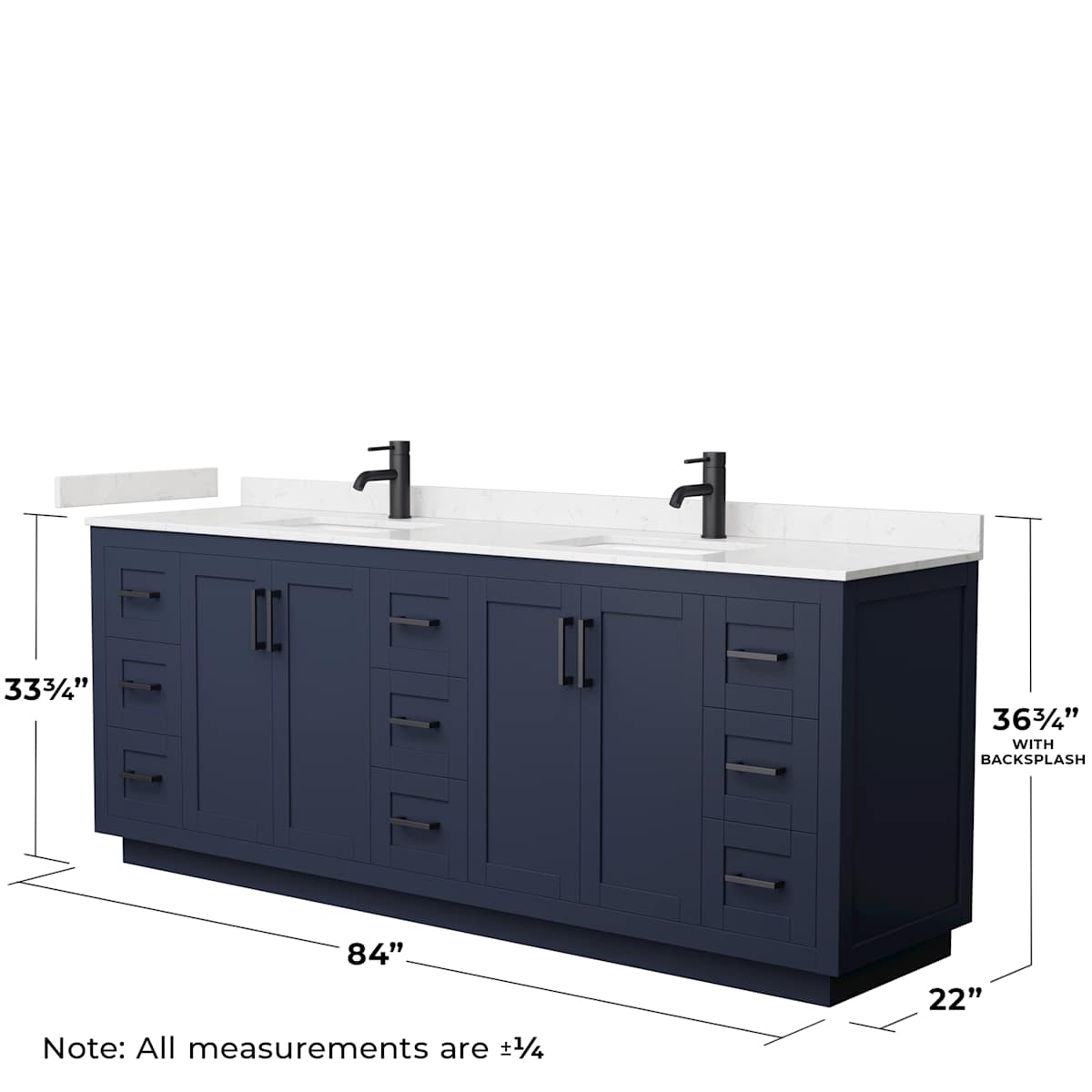 Miranda 84" Free Standing Double Basin Vanity Set with Cabinet, Cultured Marble Vanity Top, and Framed Mirror - image 7