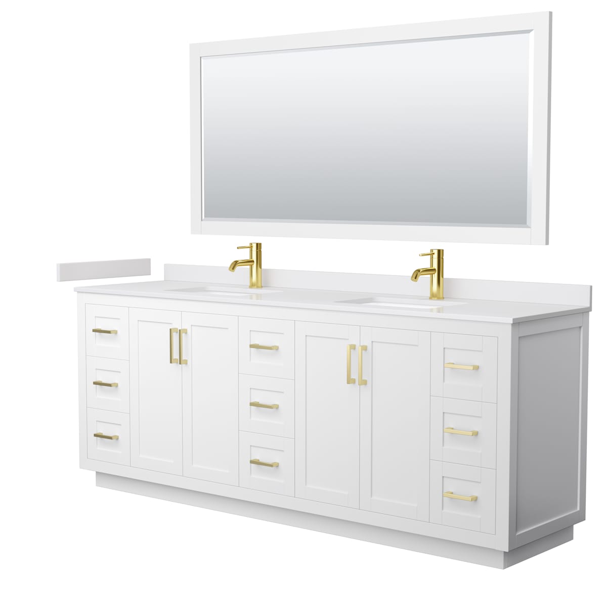 Miranda 84" Free Standing Double Basin Vanity Set with Cabinet, Cultured Marble Vanity Top, and Framed Mirror - image 13