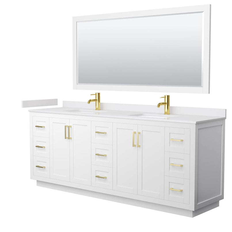 Miranda 84" Free Standing Double Basin Vanity Set with Cabinet, Cultured Marble Vanity Top, and Framed Mirror - image 13