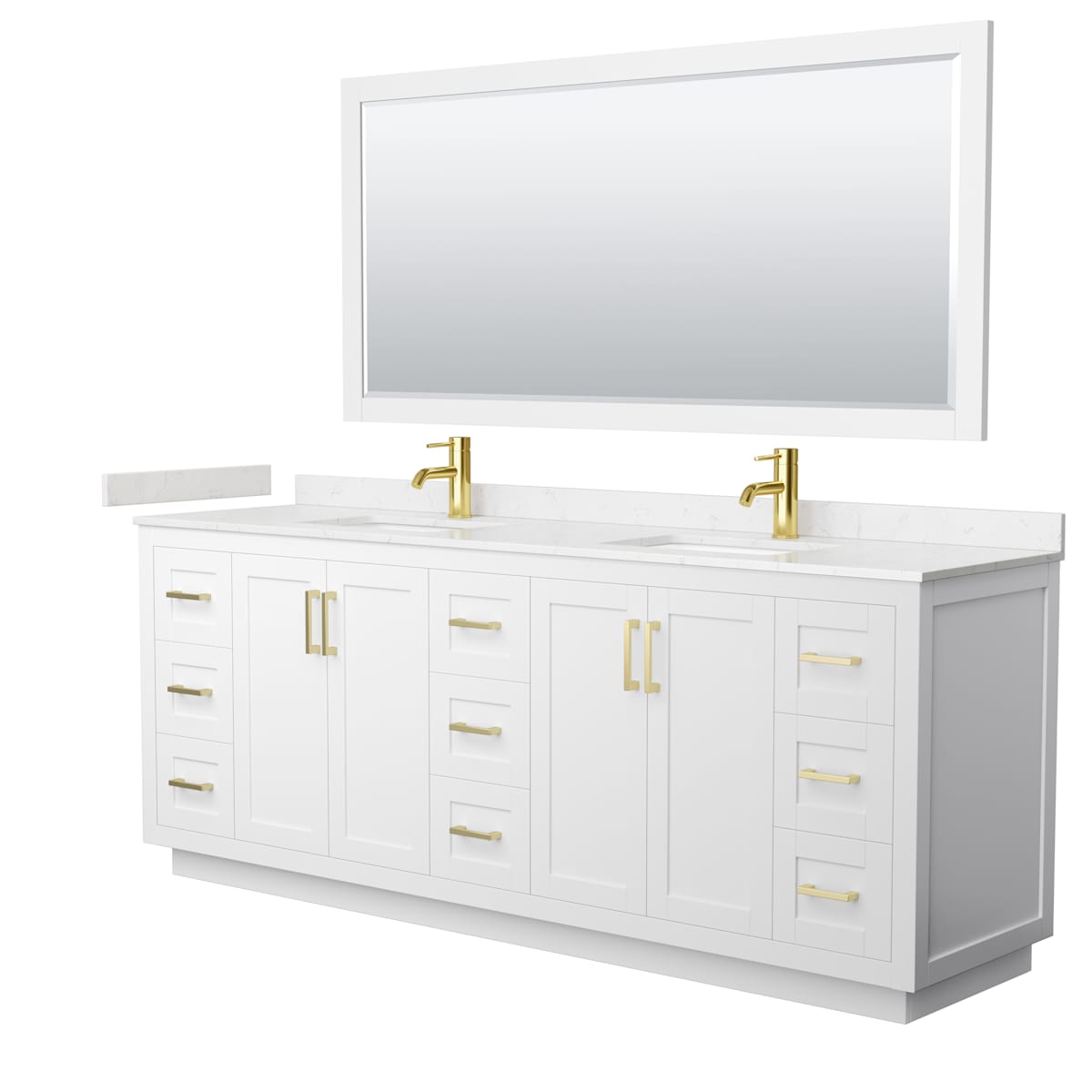 Miranda 84" Free Standing Double Basin Vanity Set with Cabinet, Cultured Marble Vanity Top, and Framed Mirror - image 14