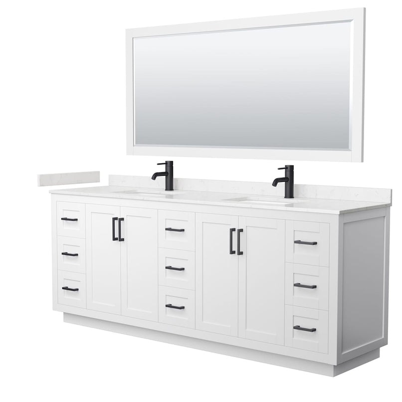 Miranda 84" Free Standing Double Basin Vanity Set with Cabinet, Cultured Marble Vanity Top, and Framed Mirror - image 17