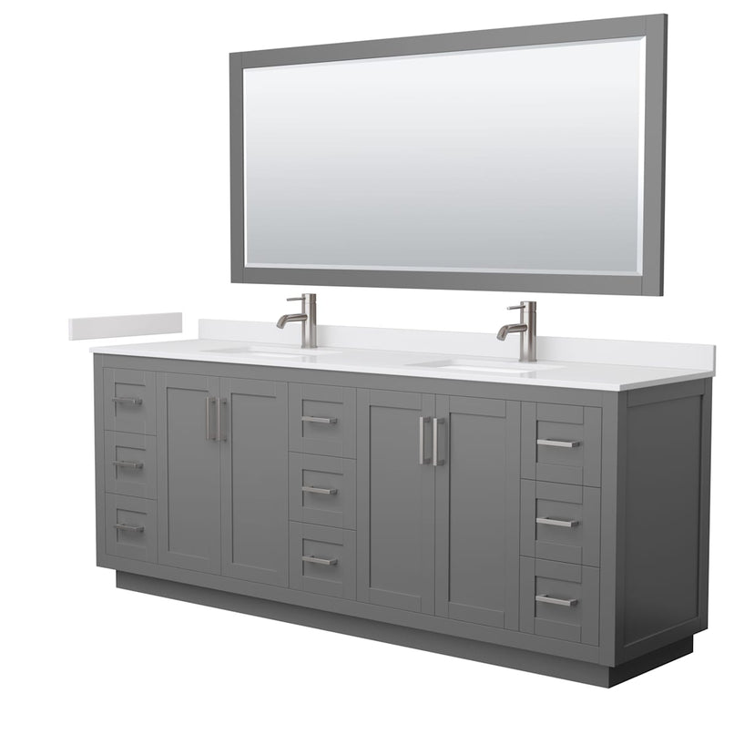 Miranda 84" Free Standing Double Basin Vanity Set with Cabinet, Cultured Marble Vanity Top, and Framed Mirror - image 18