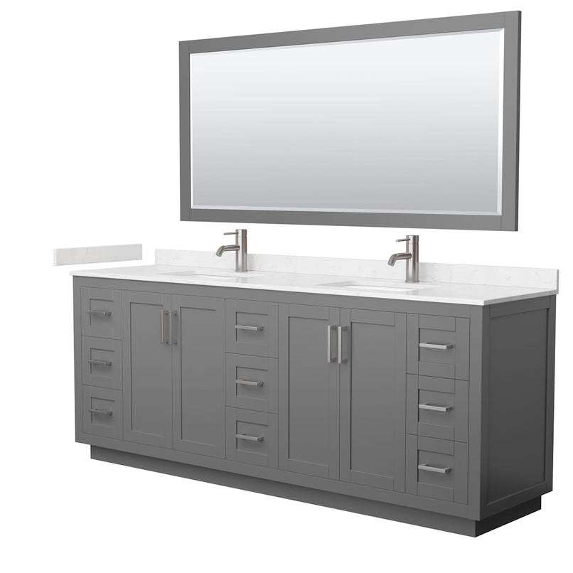 Miranda 84" Free Standing Double Basin Vanity Set with Cabinet, Cultured Marble Vanity Top, and Framed Mirror - image 19