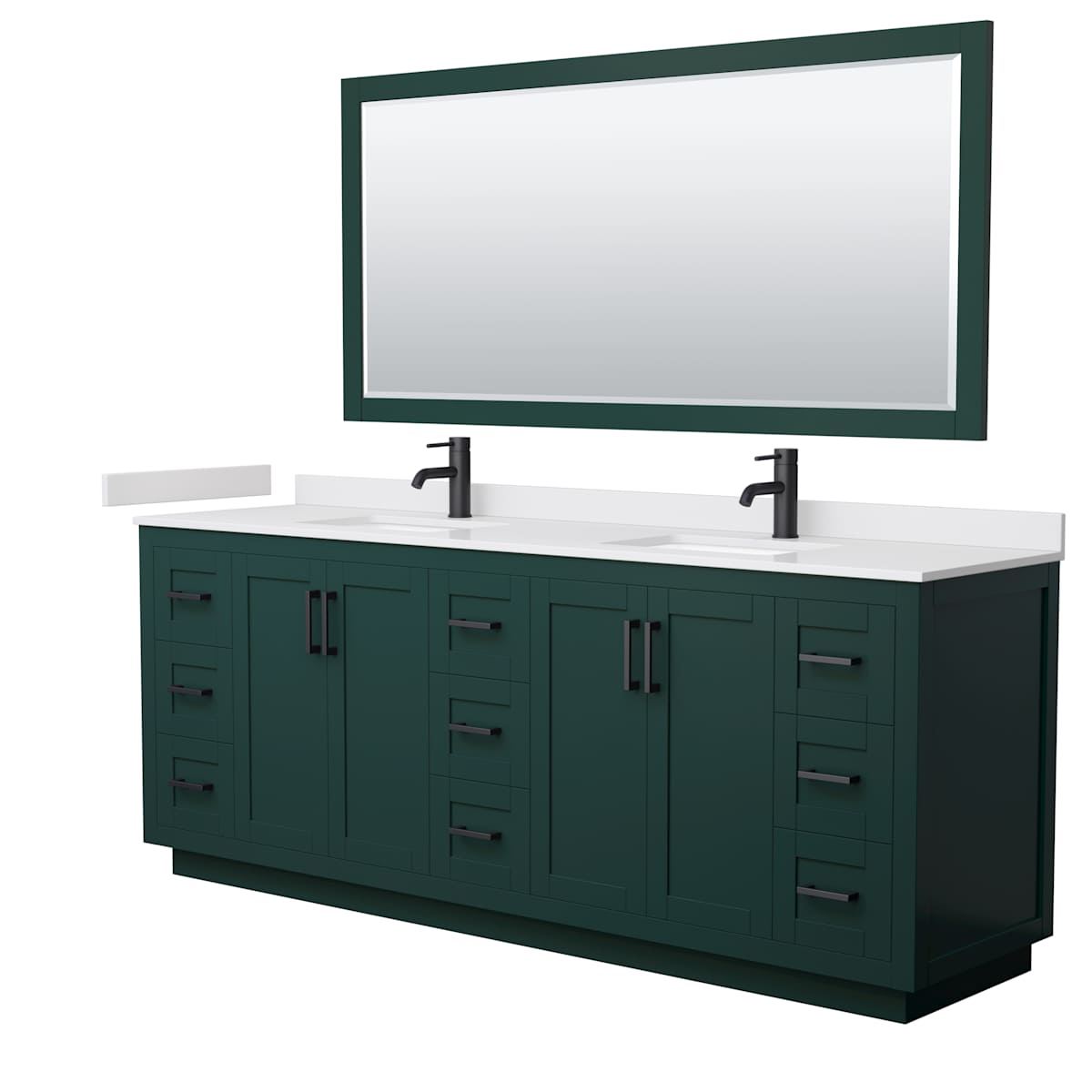 Miranda 84" Free Standing Double Basin Vanity Set with Cabinet, Cultured Marble Vanity Top, and Framed Mirror - image 20