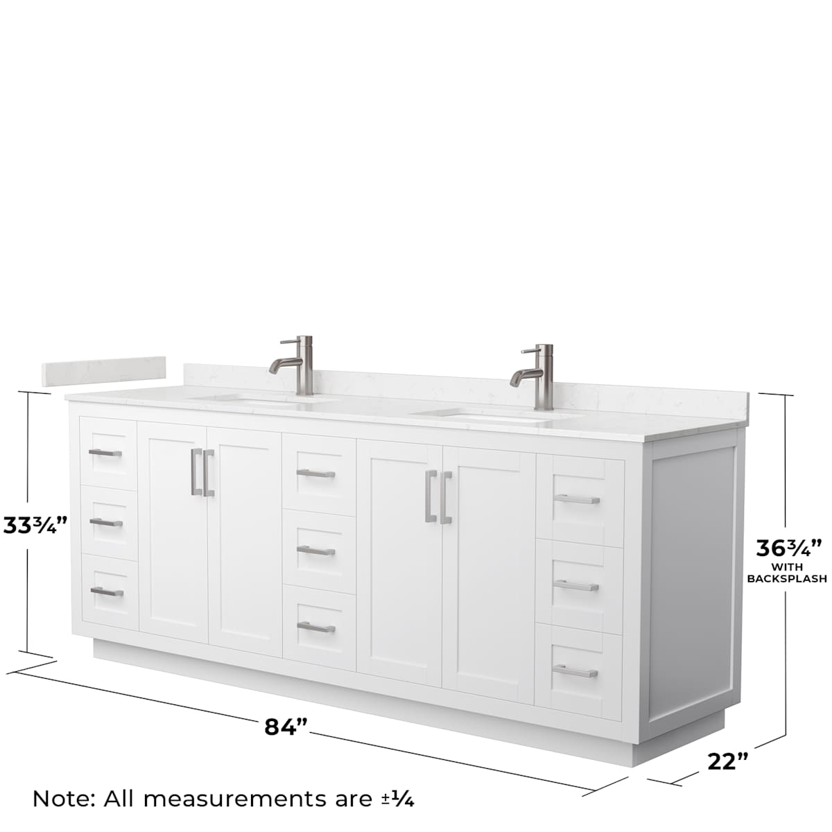 Miranda 84" Free Standing Double Basin Vanity Set with Cabinet and Cultured Marble Vanity Top