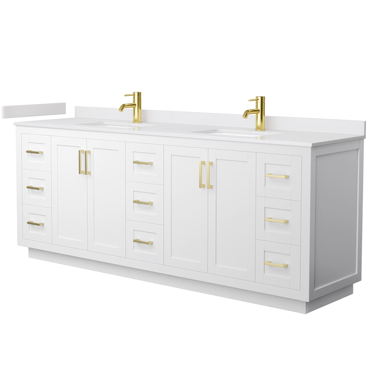 Miranda 84" Free Standing Double Basin Vanity Set with Cabinet and Cultured Marble Vanity Top