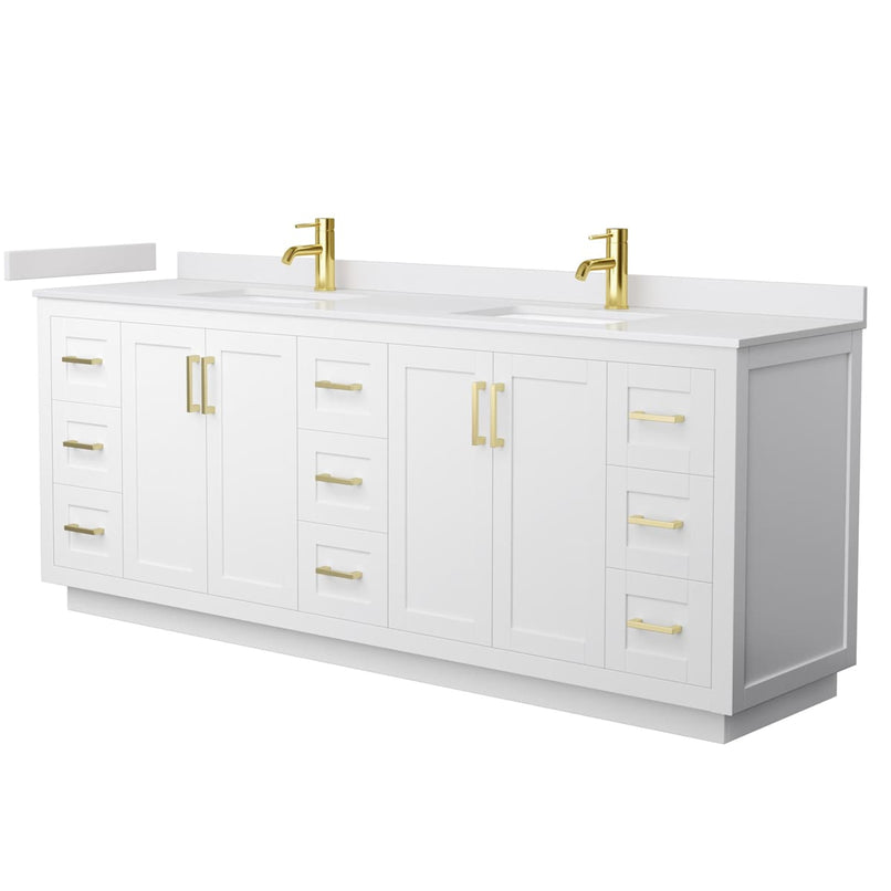 Miranda 84" Free Standing Double Basin Vanity Set with Cabinet and Cultured Marble Vanity Top - image 9