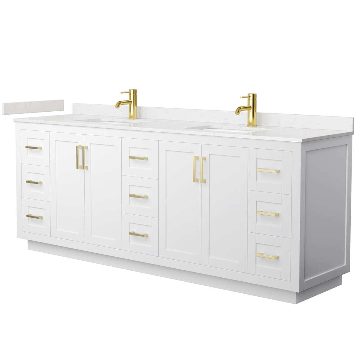 Miranda 84" Free Standing Double Basin Vanity Set with Cabinet and Cultured Marble Vanity Top