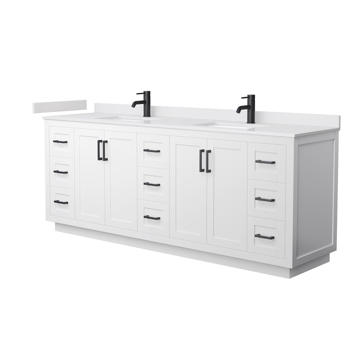 Miranda 84" Free Standing Double Basin Vanity Set with Cabinet and Cultured Marble Vanity Top