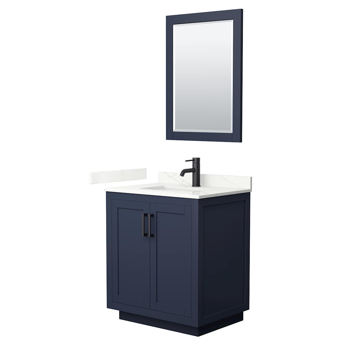 Miranda 30" Free Standing Single Basin Vanity Set with Cabinet, Quartz Vanity Top, and Framed Mirror - image 2