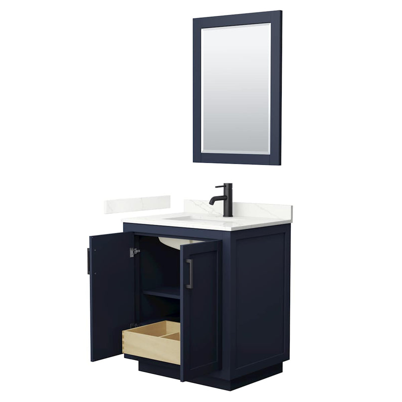 Miranda 30" Free Standing Single Basin Vanity Set with Cabinet, Quartz Vanity Top, and Framed Mirror - image 3