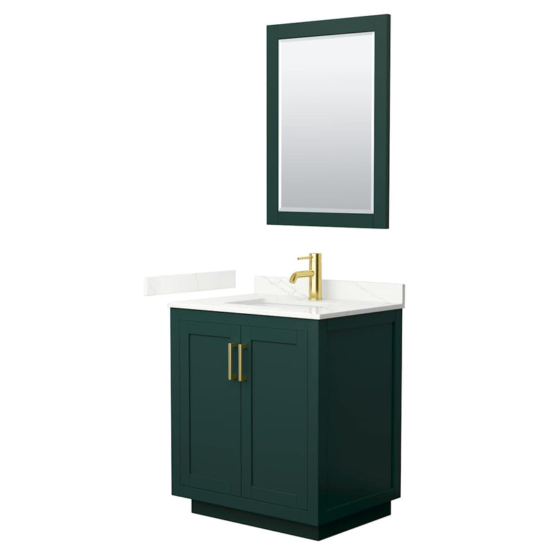 Miranda 30" Free Standing Single Basin Vanity Set with Cabinet, Quartz Vanity Top, and Framed Mirror - image 14