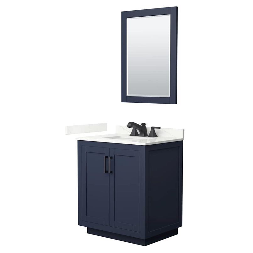 Miranda 30" Free Standing Single Basin Vanity Set with Cabinet, Quartz Vanity Top, and Framed Mirror - image 2