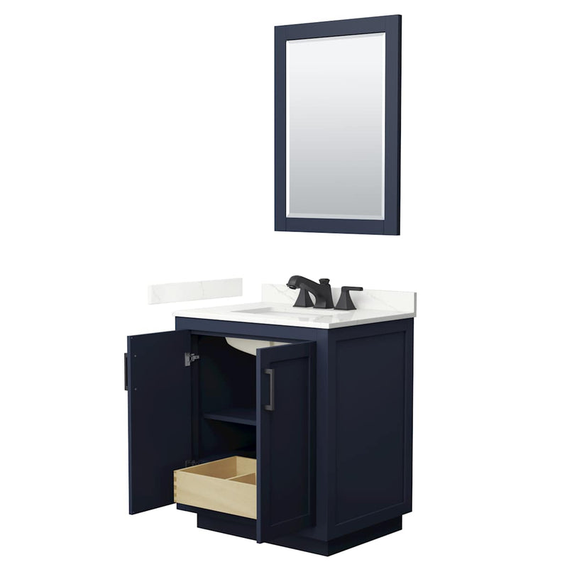 Miranda 30" Free Standing Single Basin Vanity Set with Cabinet, Quartz Vanity Top, and Framed Mirror - image 3