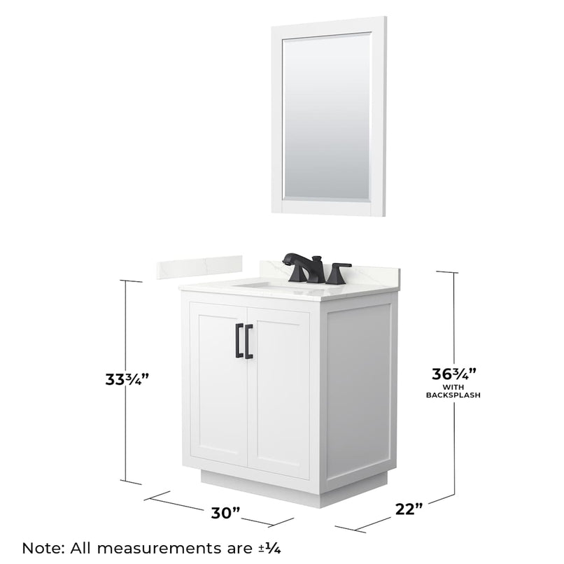 Miranda 30" Free Standing Single Basin Vanity Set with Cabinet, Quartz Vanity Top, and Framed Mirror - image 7