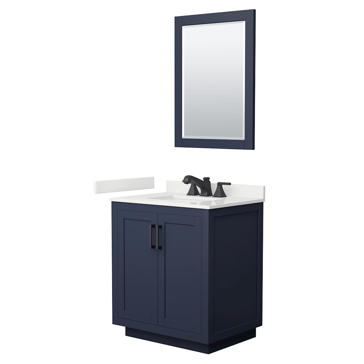 Miranda 30" Free Standing Single Basin Vanity Set with Cabinet, Quartz Vanity Top, and Framed Mirror