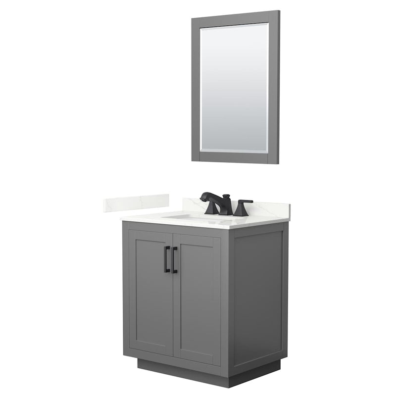 Miranda 30" Free Standing Single Basin Vanity Set with Cabinet, Quartz Vanity Top, and Framed Mirror - image 10