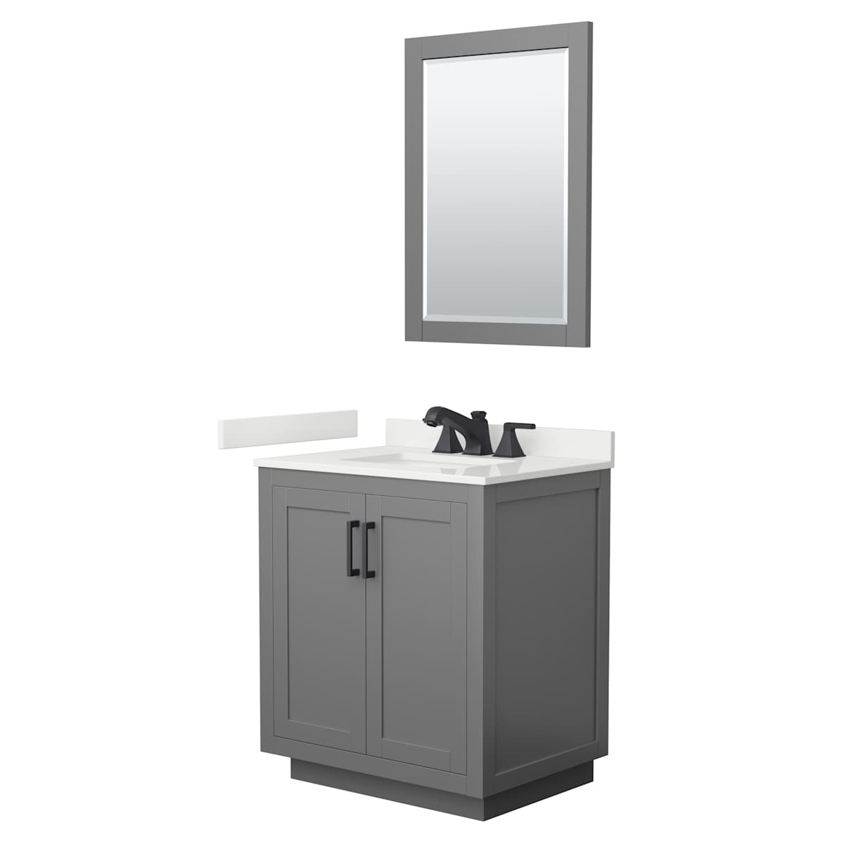 Miranda 30" Free Standing Single Basin Vanity Set with Cabinet, Quartz Vanity Top, and Framed Mirror