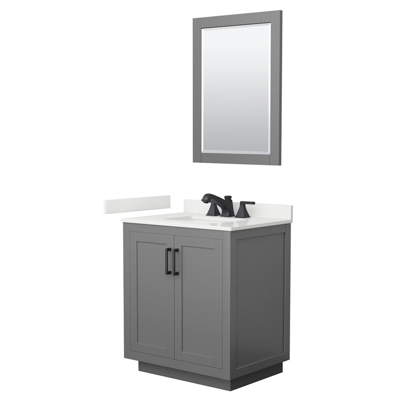 Miranda 30" Free Standing Single Basin Vanity Set with Cabinet, Quartz Vanity Top, and Framed Mirror - image 12