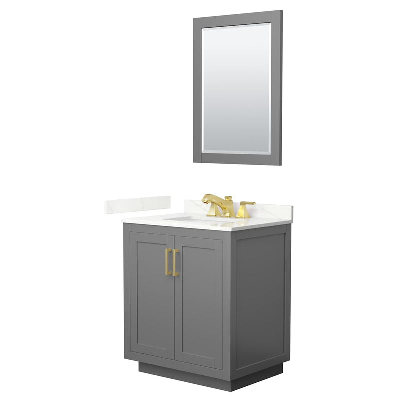 Miranda 30" Free Standing Single Basin Vanity Set with Cabinet, Quartz Vanity Top, and Framed Mirror - image 16